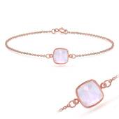 Rose Quartz Square Shape Bracelet BRS-234-RO-GP